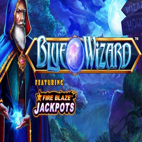 Blue Wizard Fire Blaze Jackpots slot visual from Rarestone Gaming available on trybetscasino.com